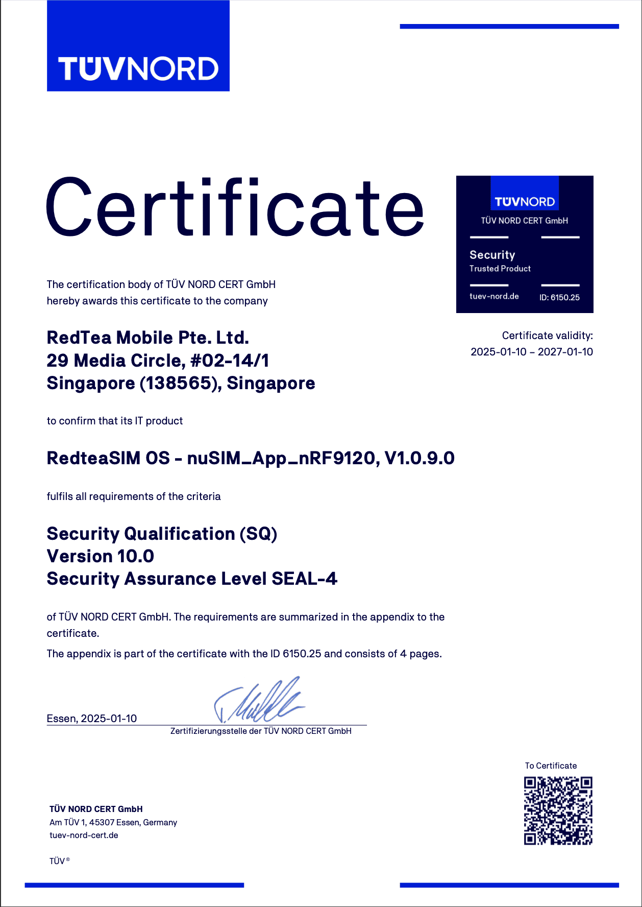 Redtea Mobile Strengthening collaboration with Nordic Semiconductor, Achieves TÜV NORD Security Certification for nuSIM